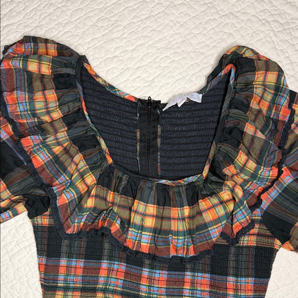 Ivy City Co Multicolor Plaid Long Sleeve Dress - Picture 6 of 6